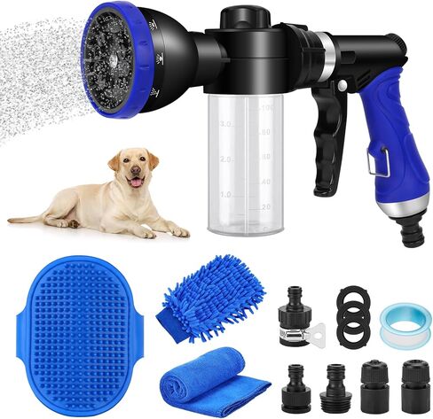 Dog Shower Attachment Water Hose Nozzle Sprayer Set with Metal 3-Way Diverter & 6.6 Ft Long Hose, Tub Faucet for Shower Arm Easy Faucet Pup Pet Bathing Sprayer Washer Kit in Kuwait
