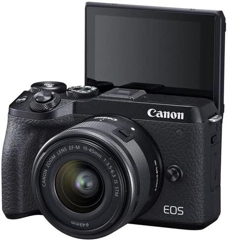 Canon EOS M6 Mark II Mirrorless Digital Camera with 15-45mm Lens (Black) + 64GB Card + Case + Filter Kit + Photo Software + 2 x LPE17 Battery + More (Renewed) in Saudi Arabia