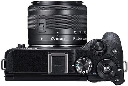 Canon EOS M6 Mark II Mirrorless Digital Camera with 15-45mm Lens (Black) + 64GB Card + Case + Filter Kit + Photo Software + 2 x LPE17 Battery + More (Renewed) in Saudi Arabia