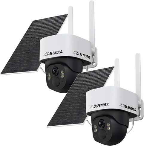 Defender AI 2K+ Frontier 4G LTE Wireless Cellular Security Camera, 360° PTZ, No WiFi Camera, AI Tracking, Color Night Vision, 2-Way Talk, eSIM, 5W Solar Panel, Empower App, Paid Plan Required in Saudi Arabia
