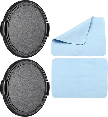 Camera Lens Cap, 2 Pack Sides Pinch Front Lens Cover with Microfiber Cleaning Cloth for 67mm Thread Universal DSLR Lenses for Nikon, for Fujifilm, for Pentax, for Leica in Saudi Arabia