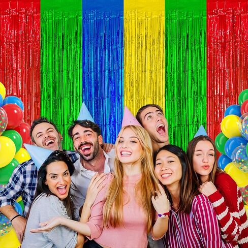 لعبة فيديو احباط هامش الستائر خلفية زينة حفلة عيد ميلاد، 2 حزمة 3.28 × 6.56 قدم أحمر أخضر أزرق أصفر بهرج غاسل راية صور كشك الدعائم لألعاب الكرتون تحت عنوان لوازم الديكور in Kuwait