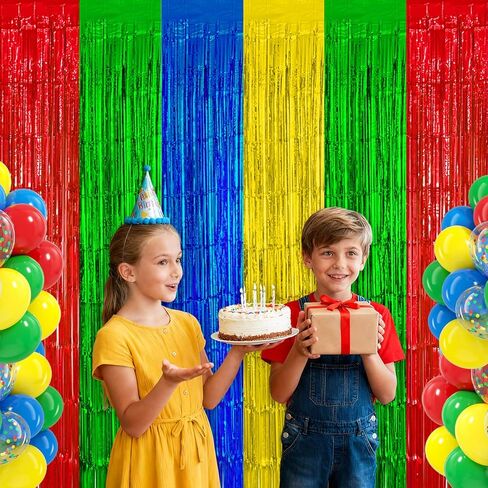 لعبة فيديو احباط هامش الستائر خلفية زينة حفلة عيد ميلاد، 2 حزمة 3.28 × 6.56 قدم أحمر أخضر أزرق أصفر بهرج غاسل راية صور كشك الدعائم لألعاب الكرتون تحت عنوان لوازم الديكور in Kuwait