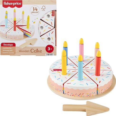 Fisher-Price Wood Pretend Play Toy Fruit Pie, Tiny Garden 16-Piece Wooden Food Puzzle Set for Preschool Kids Ages 3+ Years (Amazon Exclusive) in Saudi Arabia