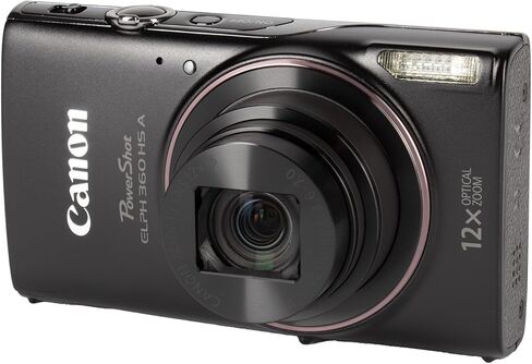 كاميرا Canon PowerShot ELPH 360 HS A الرقمية (أسود) (7280C001) + بطاقة ذاكرة سعة 64 جيجابايت + حافظة + قارئ بطاقات + حامل ثلاثي مرن + محفظة ذاكرة (حزمة المبتدئين) (متجددة) in Kuwait