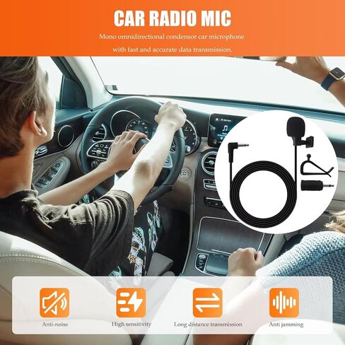 Latest Upgraded Universal Car Radio Microphone 3.5mm, Microphone with 3.5mm Female to 2.5mm Male Adapter for Pioneer AVH-270BT, AVH-4000NEX, AVH-P4400BH, AVH-P5200BT, AVH-P6300BT, DEH-X8600BS in Kuwait