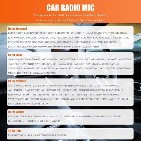 Latest Upgraded Universal Car Radio Microphone 3.5mm, Microphone with 3.5mm Female to 2.5mm Male Adapter for Pioneer AVH-270BT, AVH-4000NEX, AVH-P4400BH, AVH-P5200BT, AVH-P6300BT, DEH-X8600BS in Kuwait