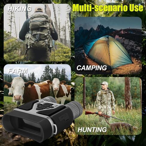 نظارات رؤية ليلية بدقة 4K، مناظير رؤية ليلية كاملة الألوان بدقة 32 ميجابكسل للبالغين بسعة عالية 4000 مللي أمبير في الساعة، وبطاقة 16XZOOM سعة 32 جيجابايت، وشاشة 3 بوصة، ونطاق عرض 300 متر للتخييم والصيد والأمن (رمادي معدني) in Kuwait