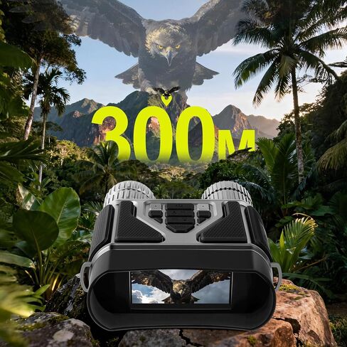 نظارات رؤية ليلية بدقة 4K، مناظير رؤية ليلية كاملة الألوان بدقة 32 ميجابكسل للبالغين بسعة عالية 4000 مللي أمبير في الساعة، وبطاقة 16XZOOM سعة 32 جيجابايت، وشاشة 3 بوصة، ونطاق عرض 300 متر للتخييم والصيد والأمن (رمادي معدني) in Kuwait