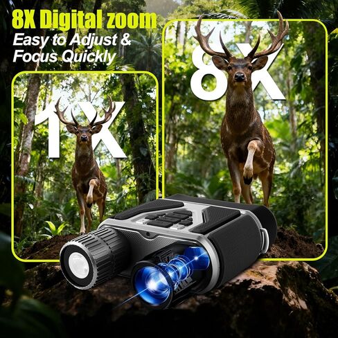 نظارات رؤية ليلية بدقة 4K، مناظير رؤية ليلية كاملة الألوان بدقة 32 ميجابكسل للبالغين بسعة عالية 4000 مللي أمبير في الساعة، وبطاقة 16XZOOM سعة 32 جيجابايت، وشاشة 3 بوصة، ونطاق عرض 300 متر للتخييم والصيد والأمن (رمادي معدني) in Kuwait