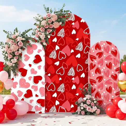 عيد الحب مجموعة غطاء خلفية قوس من 3-4 أقدام 5 أقدام 6 أقدام أحمر وردي القلب دنة قوس حامل يغطي كشك الصورة جولة أعلى لعيد الحب الزفاف الذكرى عيد ميلاد حزب الديكور (الوردي) in Saudi Arabia