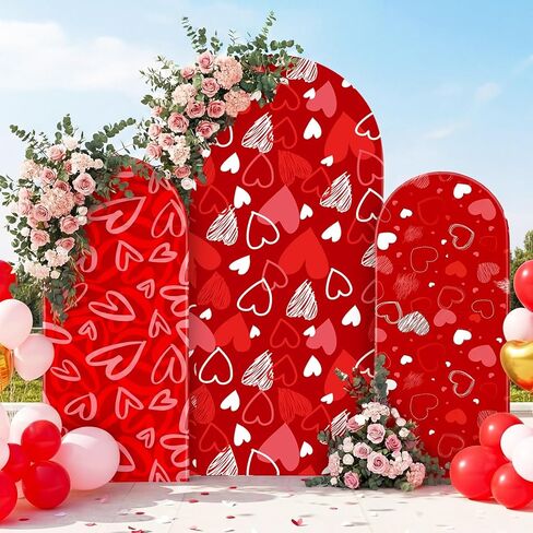 عيد الحب مجموعة غطاء خلفية قوس من 3-4 أقدام 5 أقدام 6 أقدام أحمر وردي القلب دنة قوس حامل يغطي كشك الصورة جولة أعلى لعيد الحب الزفاف الذكرى عيد ميلاد حزب الديكور (الوردي) in Saudi Arabia