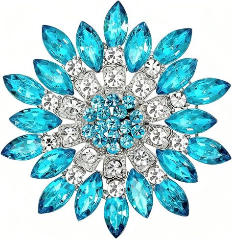 Rhinestone Sunflower Brooch for Women Sparkling Cubic Zirconia Flower Brooch Pin Elegant Large Crystal Floral Lapel Pin Dainty Clothing Hat Bag Accessories Christmas Wedding Bridal Birthday Jewelry in Saudi Arabia