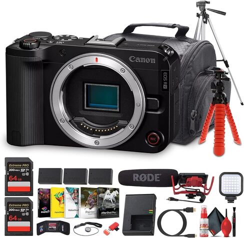 كاميرا كانون EOS R50 V بدون مرآة (6895C002) | مستشعر APS-C بدقة 24.2 ميجابكسل | فيديو 4K60p | ثنائي بكسل AF II | خفيف الوزن لمدونات الفيديو + الميكروفون + إضاءة LED + المزيد (متجدد) in Kuwait
