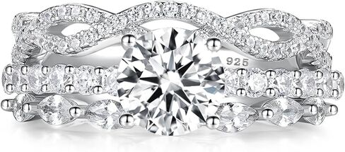 Wedding Ring Sets for Women Round Cut Bridal Ring Set 925 Sterling Silver AAAAA Cz Wedding Band Size 5-10 in Saudi Arabia