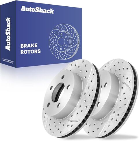 AutoShack Front Drilled Slotted Brake Rotors Silver Pair of 2 Driver and Passenger Side Replacement for 2002 2003 2004 2005 2006 2007 Jeep Liberty 2.4L 2.8L 3.7L V6 4WD RWD PR63003DSZPR in Saudi Arabia