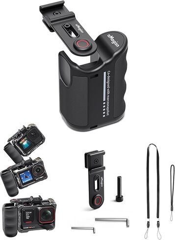 مقبض تصوير الشارع من تشادويك لجهاز Insta360 Ace Pro 2، وكاميرات DJI Action وسلسلة GoPro Hero - يتضمن مصراع قابل للتعديل، وتحرير سريع، وتوافق مع الحذاء البارد (يُباع القفص والتركيب بشكل منفصل) in Kuwait
