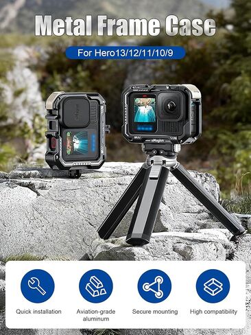 مقبض تصوير الشارع من تشادويك لجهاز Insta360 Ace Pro 2، وكاميرات DJI Action وسلسلة GoPro Hero - يتضمن مصراع قابل للتعديل، وتحرير سريع، وتوافق مع الحذاء البارد (يُباع القفص والتركيب بشكل منفصل) in Kuwait
