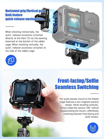 مقبض تصوير الشارع من تشادويك لجهاز Insta360 Ace Pro 2، وكاميرات DJI Action وسلسلة GoPro Hero - يتضمن مصراع قابل للتعديل، وتحرير سريع، وتوافق مع الحذاء البارد (يُباع القفص والتركيب بشكل منفصل) in Kuwait