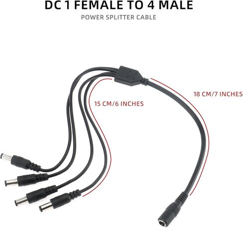 DC Power Splitter Cable 1 Female to 4 Male 5.5mm x 2.1mm DC Power Extension Adapter Cable for CCTV Surveillance Cameras Surveillance Routers DVR Monitor Electricity in Saudi Arabia