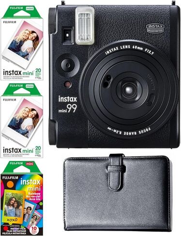 حزمة كاميرا FUJIFILM Instax Mini 99 الفورية، تتضمن: فيلم ملون صغير (40 تعريضًا)، فيلم قوس قزح (10 تعريضات) و108 ألبوم صور Mini Instax للجيب (5 عناصر) in Kuwait