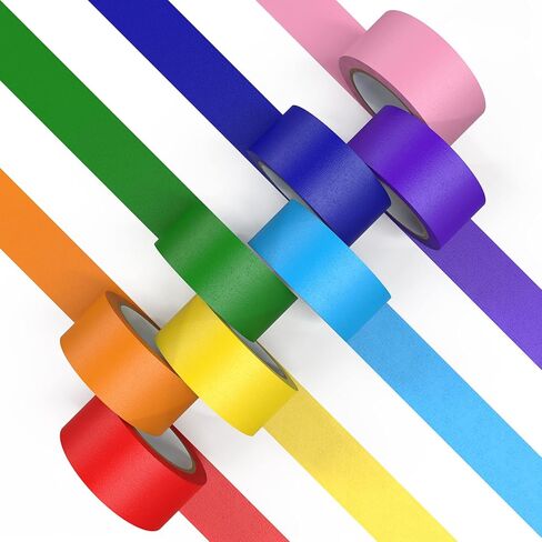 Colored Masking Tape, Color Painters Tape for Kids, 12 Rolls 2/3 inch Wide x 14 Yards Each, Colorful Paper Tapes Rainbow Colors for Labeling Packing, Painter Tape Variety Pack, Craft Tape in Kuwait
