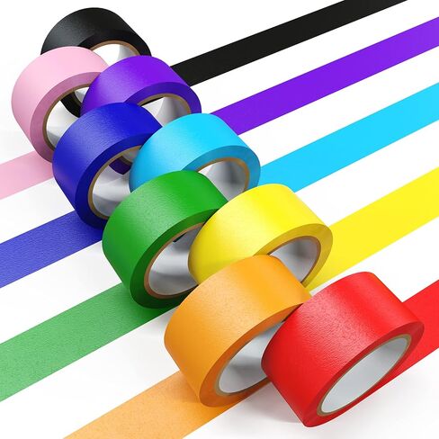 Colored Masking Tape, Color Painters Tape for Kids, 12 Rolls 2/3 inch Wide x 14 Yards Each, Colorful Paper Tapes Rainbow Colors for Labeling Packing, Painter Tape Variety Pack, Craft Tape in Kuwait