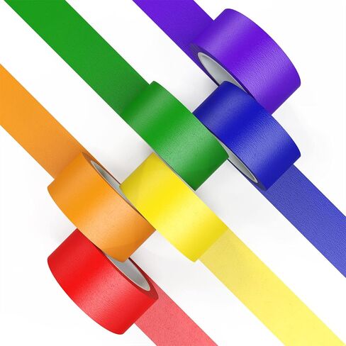 Colored Masking Tape, Color Painters Tape for Kids, 12 Rolls 2/3 inch Wide x 14 Yards Each, Colorful Paper Tapes Rainbow Colors for Labeling Packing, Painter Tape Variety Pack, Craft Tape in Kuwait