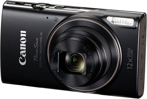 Canon PowerShot ELPH 360 HS A Digital Camera Bundle (Black) + Sandisk 128GB Extreme Micro SD Card & Photo/Video Editing Software Package (8 Items) in Kuwait