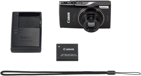 Canon PowerShot ELPH 360 HS A Digital Camera Bundle (Black) + Sandisk 128GB Extreme Micro SD Card & Photo/Video Editing Software Package (8 Items) in Kuwait