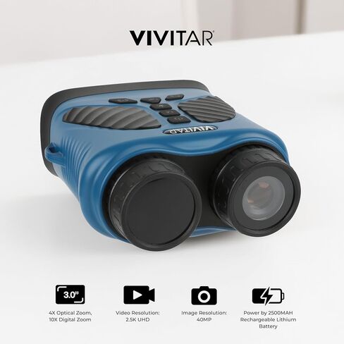 Vivitar - مجهر كاميرا رقمية، صور عالية الدقة 16 ميجابكسل، فيديو QHD 2.7K كامل، استخدام ليلاً ونهارًا، تصميم مضغوط، جسم أحمر مطاطي ناعم مقاوم للسقوط، للرياضة والسفر والخارج (أزرق) in Kuwait