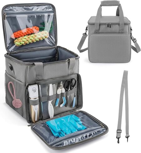 SMYV Pet Grooming Bag for Dog Grooming Supplies, Dog Tote Travel Bag for Pets Grooming Tools Kit Accessories - Purple in Kuwait