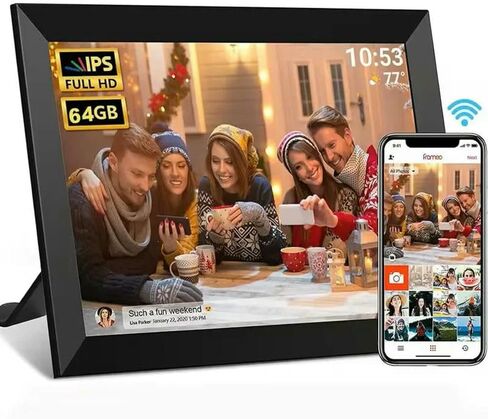 Digital Photo Frame 10.1 Inch 32GB/64GB Smart WiFi Digital Photo Frame with 1280x800 IPS HD Touch Screen Wall Mountable(Black Built in 64gb,UK Plug) in Saudi Arabia