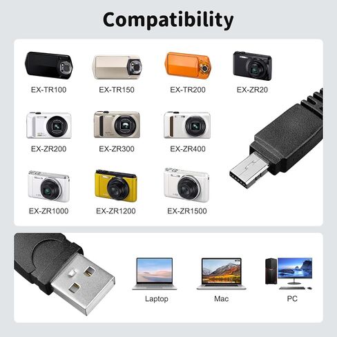 Replacement 12-PIN Camera USB Cable Date Transfer Charger Cord Compatible with Casio Exilim EX-TR100 TR200 ZR20 ZR300 ZR400 ZR1000 ZR1200 ZR1500 EX-Z75 EX-FS10 EX-FC150 EX-FH100 EX-Z200 EX-Z2300 in Saudi Arabia