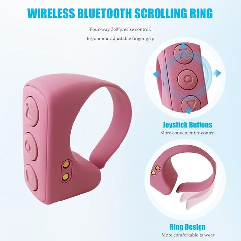 Homesweet Remote Scrolling Ring for Tiktok, Page Turner for Kindle App, Bluetooth Camera Shutter Remote for iPhone for Android for iOS for iPad, with Charging Case (Pink) in Saudi Arabia
