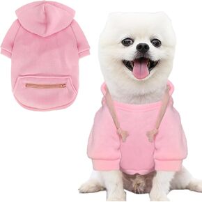 Jecikelon Pet Dog معطف بارد مع معطف الجيب الشتوي هوديي جرو دافئ للكلاب الصغيرة تشيهواهوا ملابس (وردي ، صغير) in Kuwait