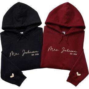Custom Embroidered Future Mrs Sweatshirt – Personalized Engagement Crewneck with Name and Your Own Text on Sleeve – Bride Gift for Fiancée or Bridal Shower in Kuwait