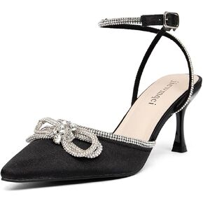 Jiewmkci Women's Black High Heels Destiny Closed Toe Strap High Heels Sandals Sexy Water Diamond Ankle Strap Kitten Heels Silk Wedding Bridal Party Dress Shoes in Kuwait