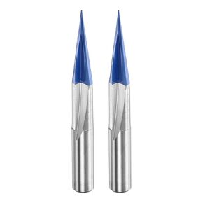 HARFINGTON 2PCS V Groove Router Bit 20 درجة 1/4 "عرقوب 0.3 مم طرف كربيد نانو طلاء أزرق باستخدام الحاسب الآلي النقش V لقم التوجيه مع 2 أداة نحت المزامير للخشب الرقائقي الأكريليك MDF حروف in Kuwait