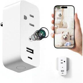 كاميرا مراقبة بمقبس ULar، كاميرا واي فاي صغيرة بدقة 1080 بيكسل FHD مع شحن 3 أجهزة، بطاقة SD مدمجة سعة 32 جيجابايت، كشف الحركة عن بعد في الوقت الحقيقي، لاسلكي متعدد الوظائف يعمل بالحائط ذكي داخلي (بدون صوت) in Kuwait