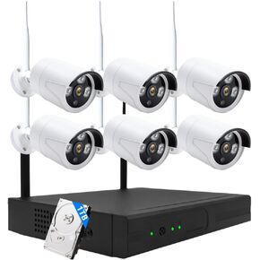3MP Wireless Security Camera System – 6 Wi-Fi Bullet Cams + 10CH NVR, 15m IR Night Vision, IP66 Weatherproof, H.265, Plug-and-Play Indoor/Outdoor Surveillance, Mobile Alerts, Dual Storage in Kuwait