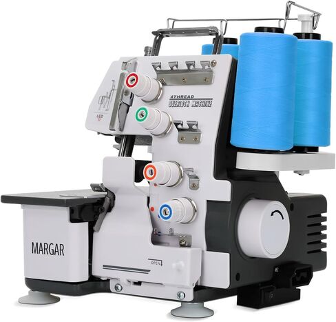 آلة خياطة Pro Serger ، آلة Overlock المعدنية الصناعية الشاقة مع قدرة 3-4 غرزة ، آلة خياطة Overlocker مع ضوء LED ， 12 نمط غرزة ، 1250 غرزة في الدقيقة ، أبيض in Kuwait