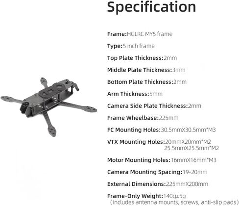 HGLRC 225 مللي متر 5 بوصة FPV سباق الطائرة بدون طيار الإطار ألياف الكربون ل FPV طويلة المدى التدريب الحر كوادكوبتر مع حزام بطارية ليبو in Kuwait
