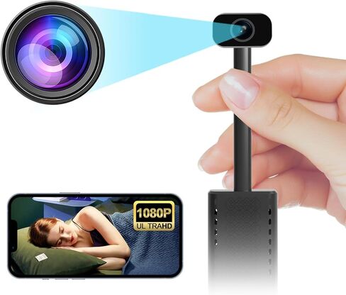 أصغر كاميرا واي فاي لاسلكية، كاميرا تجسس صغيرة، تسجيل فيديو HD1080P بث مباشر، بطارية حوالي 5 ساعات من التسجيل، مراقبة الطفل، كاميرا مربية مع رؤية ليلية، كشف الحركة، تسجيل حلقة التخزين السحابي in Kuwait