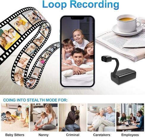 أصغر كاميرا واي فاي لاسلكية، كاميرا تجسس صغيرة، تسجيل فيديو HD1080P بث مباشر، بطارية حوالي 5 ساعات من التسجيل، مراقبة الطفل، كاميرا مربية مع رؤية ليلية، كشف الحركة، تسجيل حلقة التخزين السحابي in Kuwait