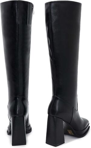 ZXHYZLZ Knee High Gogo Boots 70S For Women Wide Calf Long Tall Square Toe Chunky Boot Women in Saudi Arabia