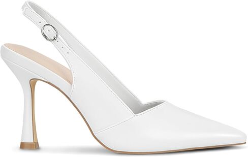 حذاء نسائي بكعب Slingback بمقدمة مغلقة ومقدمة مدببة، حذاء بكعب عالي 3.15 بوصة لحفلات الزفاف والمكتب كاجوال in Kuwait
