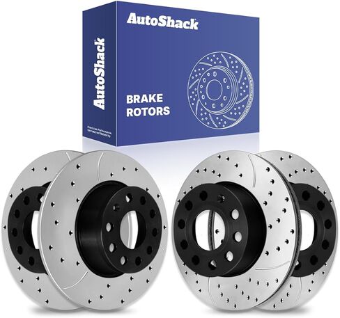 AutoShack Black Hat Drilled and Slotted Brake Rotors Front and Rear Brake Rotor Replacement Kit for Audi A3 Quattro VW Eos Beetle Taos e-Golf SportWagen Jetta 2010-2021 Golf 2016-2018 GTI BRKPK363 in Saudi Arabia