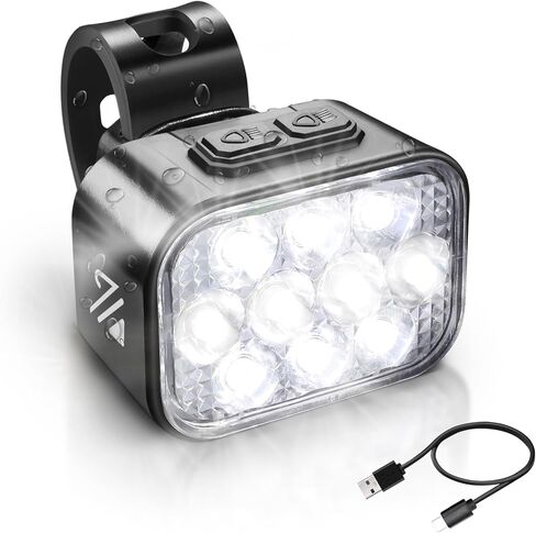أضواء الدراجة Bucklos في الأمام والخلف لركوب الليل ، 10 LED LED Bright 8+9 أوضاع USB مصباح دراجة قابلة للشحن والخلفي ، IPX6 مقاوم للماء 1100 مللي أمبير في الساعة مجموعة ضوء 35 ساعة البطارية in Kuwait