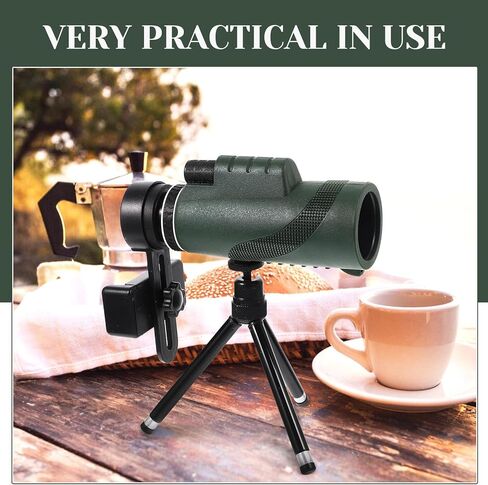 12x50 Monocular Telescope for Adults with Smartphone Adapter and Adjustable Tripod, High Magnification Optical Handheld Scope for Bird Watching, Hiking, and Outdoor Travel in Saudi Arabia